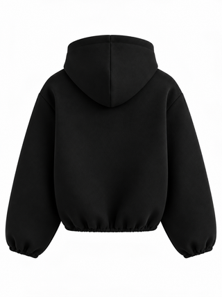 Mai Fermuarlı Crop Sweat Siyah