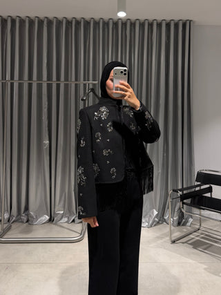 Lusy Kaşe Taşlı Püsküllü Ceket