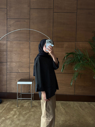 Pely Sweat Siyah Çizgili
