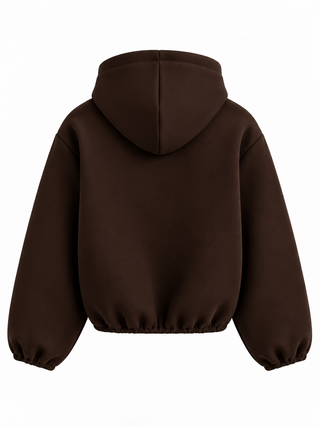 Mai Fermuarlı Crop Sweat Kahverengi