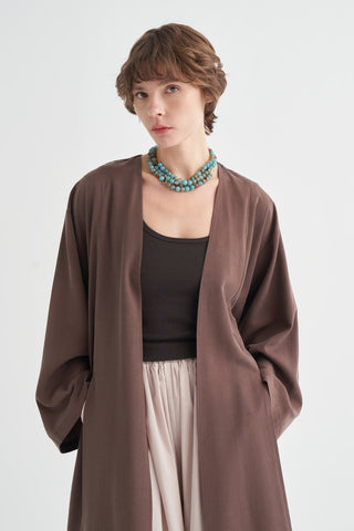 Alvin Yırtmaçlı Kimono Kahve