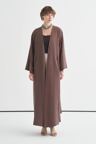 Alvin Yırtmaçlı Kimono Kahve